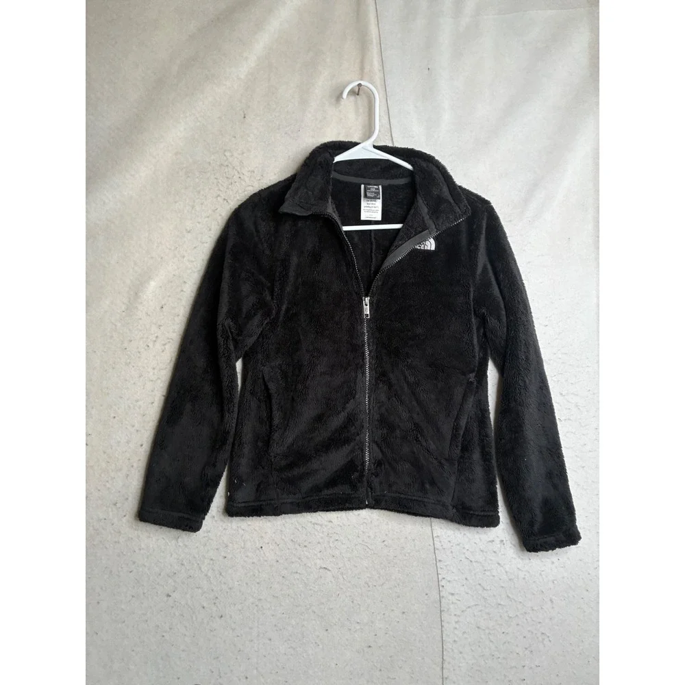 The North Face Girls Black Circular Design Full Zip Fleece Jacket Size L 12